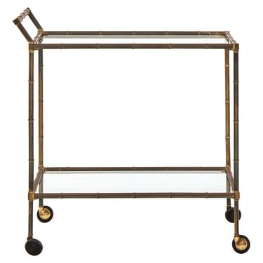 Vintage Brass Faux Bamboo Barcart