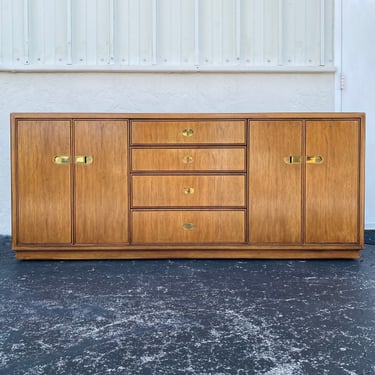 Vintage Mid-Century Modern 12 Drawer Dresser by Drexel Preface Collection - Wood & Brass Credenza 80s Furniture 