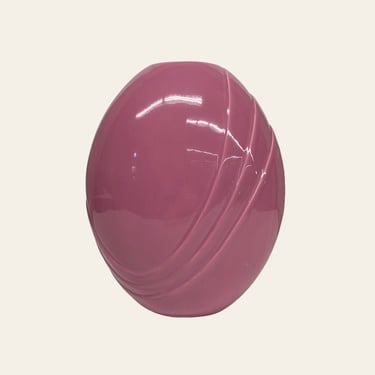 Vintage Haeger Vase Retro 1980s Contemporary + Pink Mauve + Ceramic + Egg Shape + Wave Design + 4341 + Home Decor + Flowers + Post Modern 