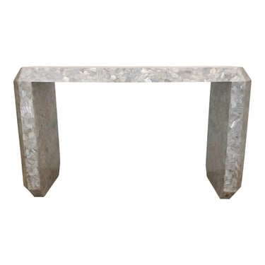 Theodore Alexander Modern Faux Mother of Pearl Diamante Console Table