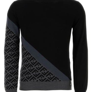 Fendi Man Black Stretch Wool Sweater