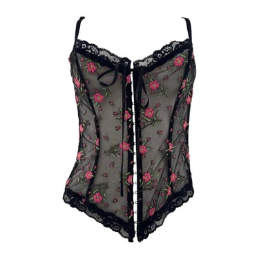 Moschino Black Floral Embroidered Corset