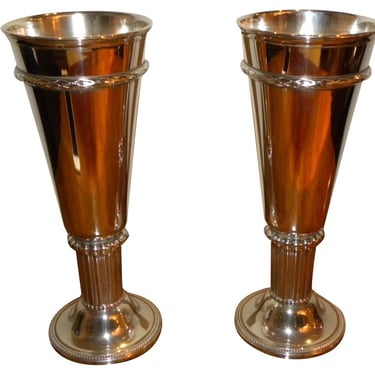  Pair of Silver-plate Art Deco Chalice Cups or Goblets