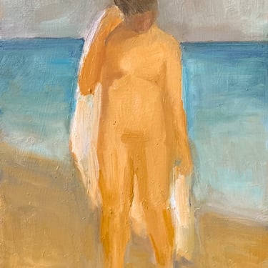 Original Oil Painting - Nude - Figure Study - Beach - Erotic - Small Painting - Seaside - Fine Art Nude - One of a Kind 