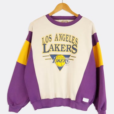 Vintage 1990 NBA Los Angeles Lakers Color Block Logo Sweatshirt Sz L