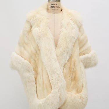 Plush 80s Saga Arctic Fox Fur Jacket, Off White Ivory