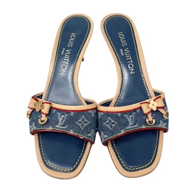 Louis Vuitton Blue Denim Kitten Heels