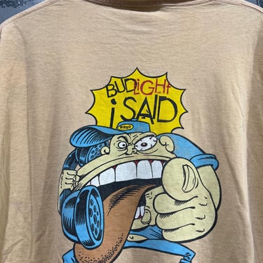 XL 90s Budlight graphic Tshirt Budlight I said! faded distressed yellow peach color tshirt beer party tee 