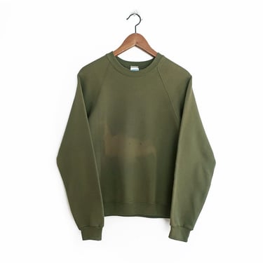 raglan sweatshirt / sun faded sweatshirt / 1990s army green sun faded raglan sweatshirt Small 