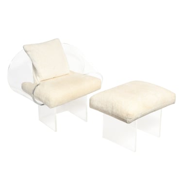 Robert Van Horn Stunning "Ribbon Chair and Ottoman" in Molded Lucite 1970s