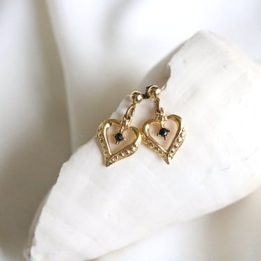 golden heart earrings - vintage 90s y2k gold womens romantic cottage gold rhinestone cute post earrings 