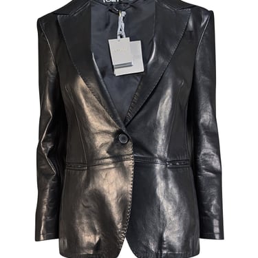 Tom Ford - Black Leather Single Button Blazer Sz 4