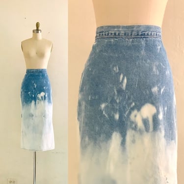 vintage 80's tie dye denim midi skirt skirt 