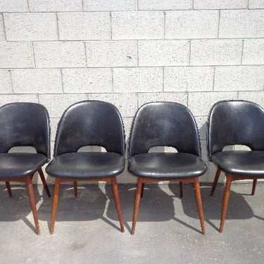 Set of 5 Original Adrian Pearsall 1404-C Scoop Chairs for Craft Associates Mid Century Modern Designer Dining Side Chair Walnut Wood Black 