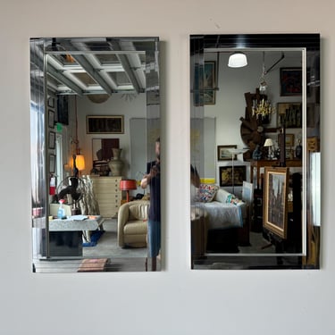 70's Mid-century  Modern Paul Evans - Style Chrome  Wall Mirrors - A Pair 