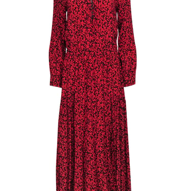 Zadig & Voltaire - Red & Black Floral Print Front Slit "Rabella" Maxi Dress Sz M