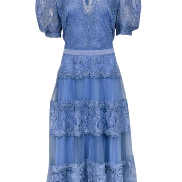 Tadashi Shoji - Blue Lace Mid Maxi Dress Sz 16