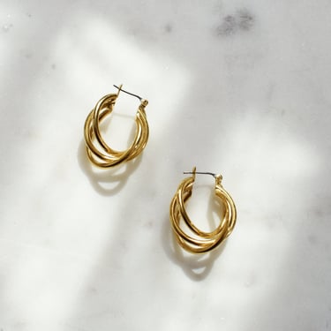 vintage triple hoop gold earrings 