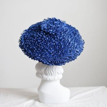 60s Blue Raffia Beret 