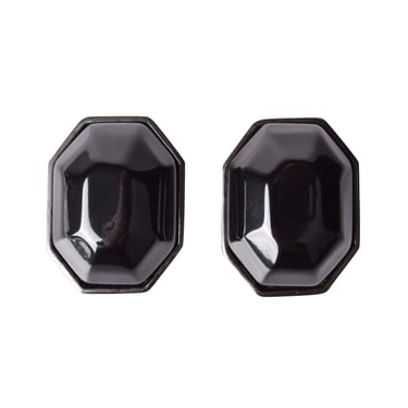 Giorgio Armani Vintage Oversized Black Faceted 'Gem' and Gunmetal Earrings