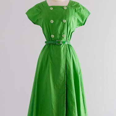 Vintage Early 1980's Pomme Verte Cotton Dress by Francis Lai / M