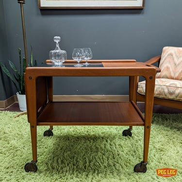 Danish Modern teak drop-leaf bar cart by Yngve Ekström