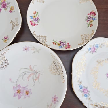 Plate Set Porcelain - Colorful Dessert Plates - Cake Plates Vintage - Mix and Match 