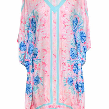 Lilly Pulitzer - Pink, Blue &amp; White Caftan w/ Shell Print Sz S/M