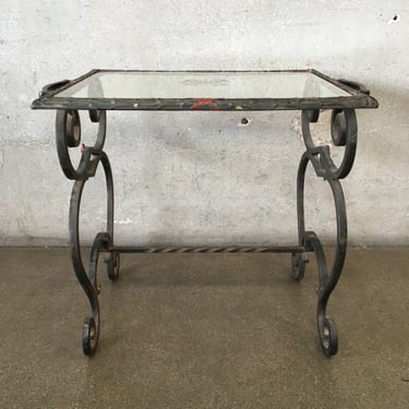 Vintage Iron &amp; Glass Side Table