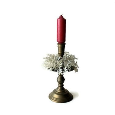 Tall Vintage Brass Candlestick Holder/ Solid Brass Candle Holder/ Bohemian Farmhouse Country Cottage Decor/ Wedding Shower Christmas Decor 