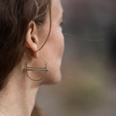 Double Brass Bar Hoops