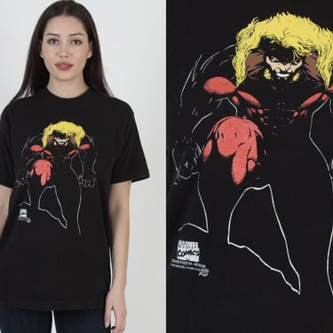 Vintage 1993 Marvel Comics Sabretooth T Shirt, 90s Wolverine Cartoon Cotton Tee M 