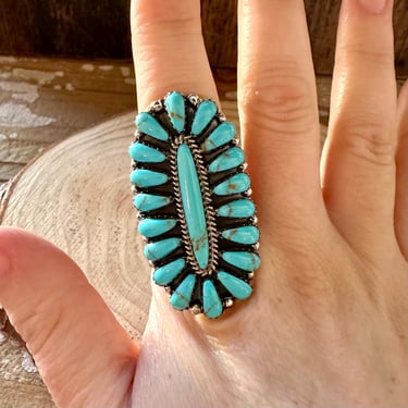 BIG BLUE Navajo Silver & Blue Howlite Ring | Dean Brown Needle Point Cluster Ring | Native American, Southwestern Jewelry | Multiple Sizes 