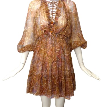 ZIMMERMANN- Paisley Print Chiffon Dress, Size 0