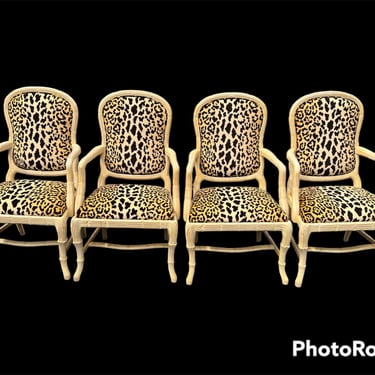 Serge Roche style - palm frond chairs - a collection of four 