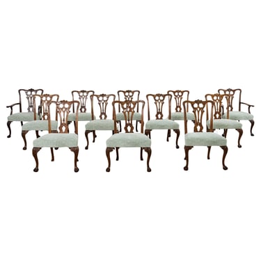 Set of Twelve English Georgian Style Mahogany Dining Chairs