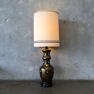 1950s Large Brass Moroccan Style Lamp with Original Shade
