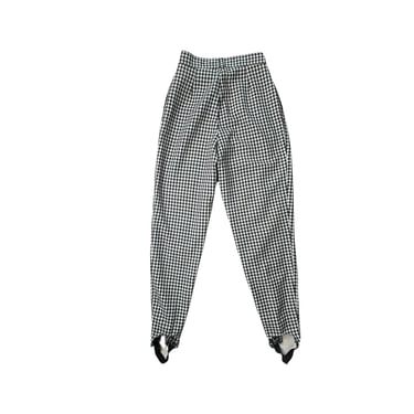 Vintage Tark'1 Black White Gingham Stirrup Wool Blend Pants, Size 24 