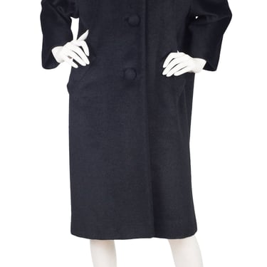 Lilli Ann 1950s Vintage Black Mohair Cocoon Coat 
