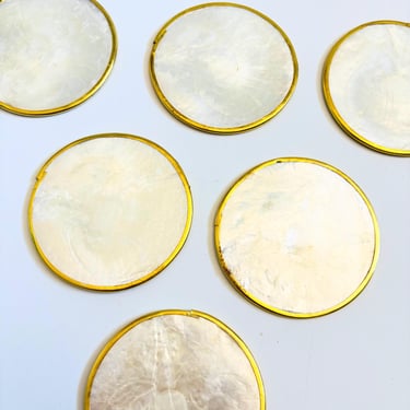 Vintage Capiz Shell Coasters - Set of 6 