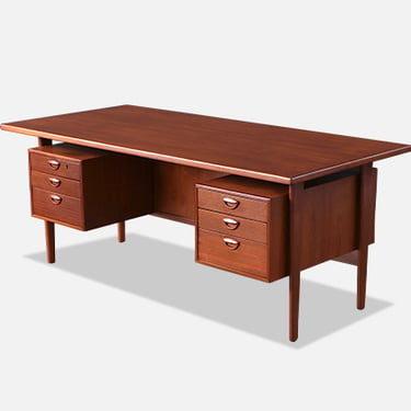 Kai Kristiansen Teak Desk with Bookcase for Feldballes M\u00f8belfabrik