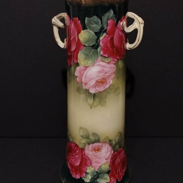 Antique Signed J. Braun Hand Painted Bavaria Porcelain Flower Vase 11