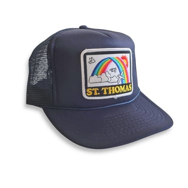 vintage tucker hat / 90 trucker hat / 1990s St Thomas rainbow sun island beach trucker snapback hat cap 