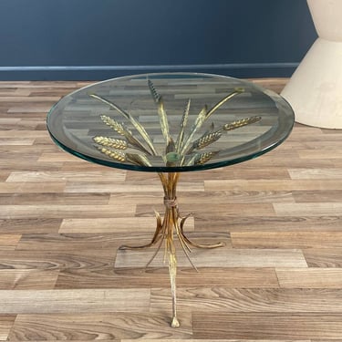 Vintage Italian Sheaf of Wheat Side Table with Glass Top, c.1960’s 