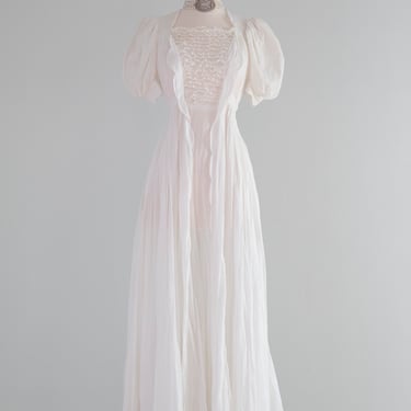 Exquisite Edwardian Swiss Dot Cotton Wedding Ceremony Gown / Small