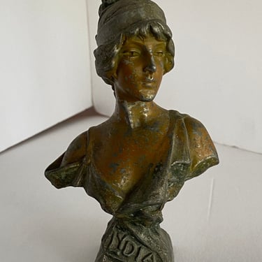 5 3/4" Spelter Metal "Lydia" Female Bust, Circa 1890 