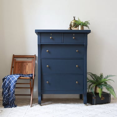 A Petite Empire Chest of Drawers in Midnight Navy