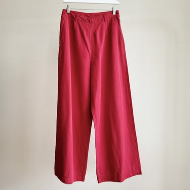 Cherry Wide Leg Linen Trousers