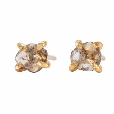 Cognac Rose Cut Diamond Studs - 22k Yellow Gold