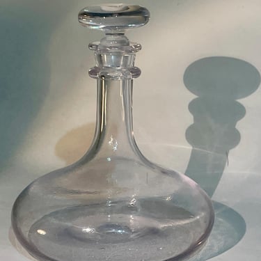 Vintage French Crystal Decanter with Neck Rings | Baccarat Oenologie Style | Heavy Hand-Made Wine Decanter 